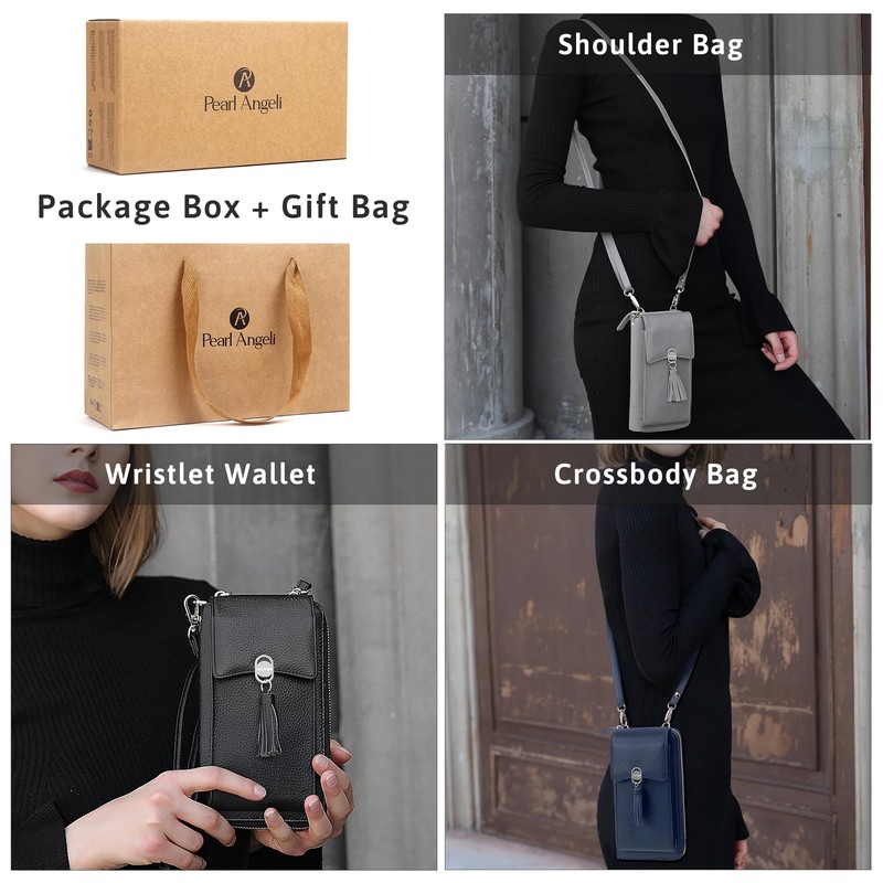 Genuine Leather Crossbody Cellphone Bag for Women RFID Blocking Phone