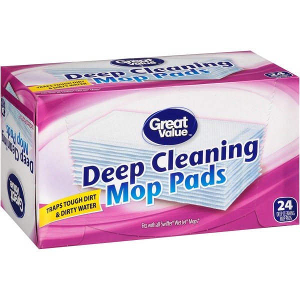 Great Value Deep Cleaning Mop Pads, 24 Count