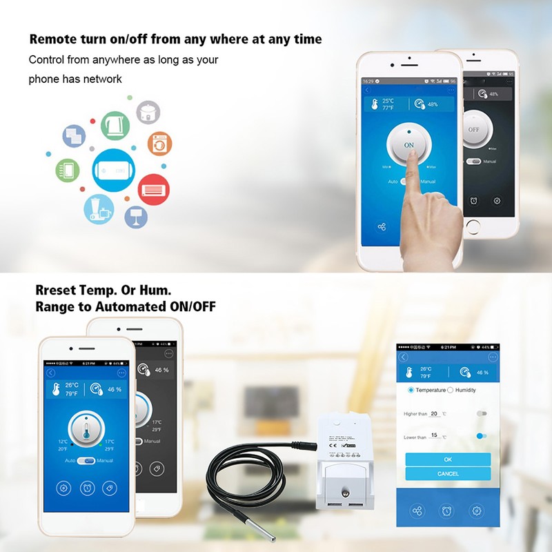 Water Resistant Temperature Sensor with Stainless Steel Probe for Home