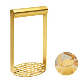 Stainless Steel Potato Masher,Dishwasher Safe Food Masher for Potato, Avocado, Bean, Soft Fruits & Vegetable, Meat. Gold