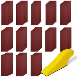 URAQT Sandpaper, 76 pieces sandpaper with hand sanding block, sanding sheets, for automotive sanding finishing, multiple granularity 120/240/600/800/1000/1200/1500/2000/3000/5000