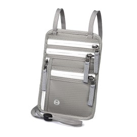 DOETYD RFID Blocking Neck Wallet with Passport Holder – Ultra-Thin Travel Pouch for Concealed Carry(Light Grey