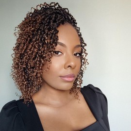 Eerya 10 Inch Yanky Twist Crochet Hair for Women 8 Packs Fluffy Prelooped Senegalese Spring Mini Yankee Yaki Twists Crochet Braids Synthetic Braiding Hair Extensions (10 inch, T30)