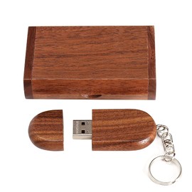 HOZYALE USB Stick Wooden USB 2.0 Flash Drive 16 GB Data Stick Memory Stick Oval Memory Stick with Wooden Box