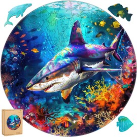 Ruikiyart Wooden Puzzles for Adults Undersea Shark Wooden Jigsaw Puzzles 200pcs Unique Shape Puzzle Games Fabulous Gift for Kids and Adults on Birthday,Thanksgiving,Christmas 11.2 x11.2 Inches