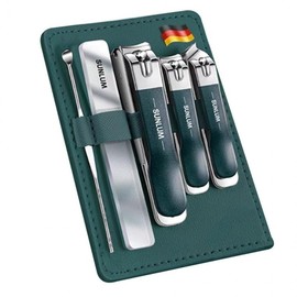 High-Carbon Steel Manicure & Pedicure Nail Care Kit with Clippers, Scissors & Cuticle Remover TG104/Dark Green 2ea