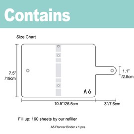 A6 6-Holes Colorful PVC Cover Round Ring View Binder with Snap Button Closure File Folder(Yellow Daisy, A6 Gift Box)