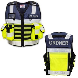 EXPLOSIV Multi Pocket Safety Vest - Reflective Adjustable Size Navy Yellow | Upgraded Version*, folders