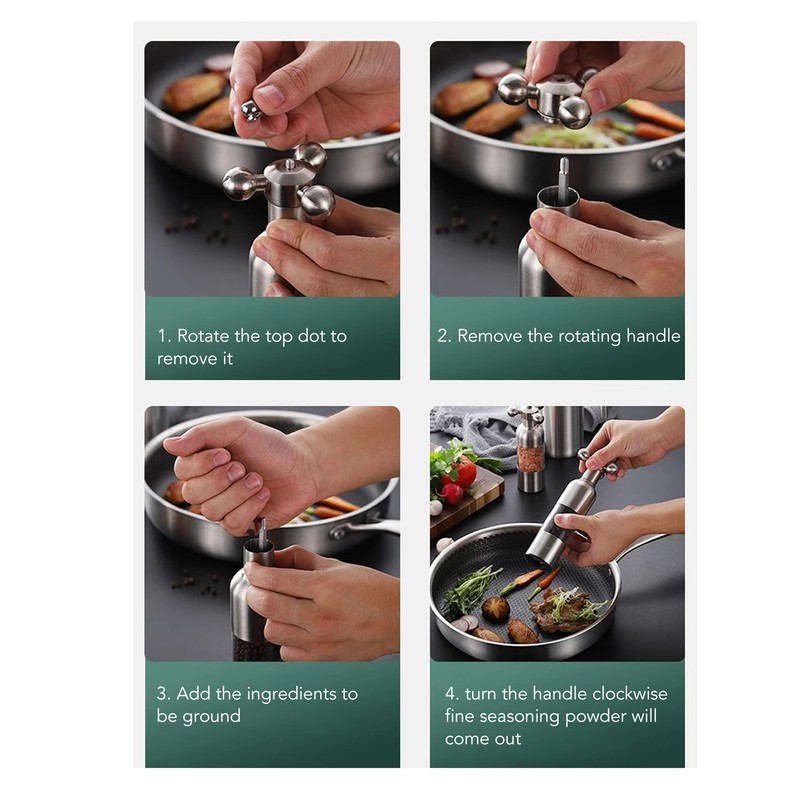 Pepper Mill Professional Refillable Ceramic Rotor Coarseness Adjustable Manual Pepper