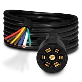 ONLINE LED STORE True Mods 16ft 7-Pin Trailer Plug Cord Wire Cable [7-Way Trailer Wiring Harness] [Brake & Light Control] [10-14AWG] 7 Prong Trailer Light Wiring Connector for RV