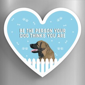 Global Designs Leonberger Person Your Dog Thinks You Are Katie Pearson Artworks Heart Shaped Wooden Magnet