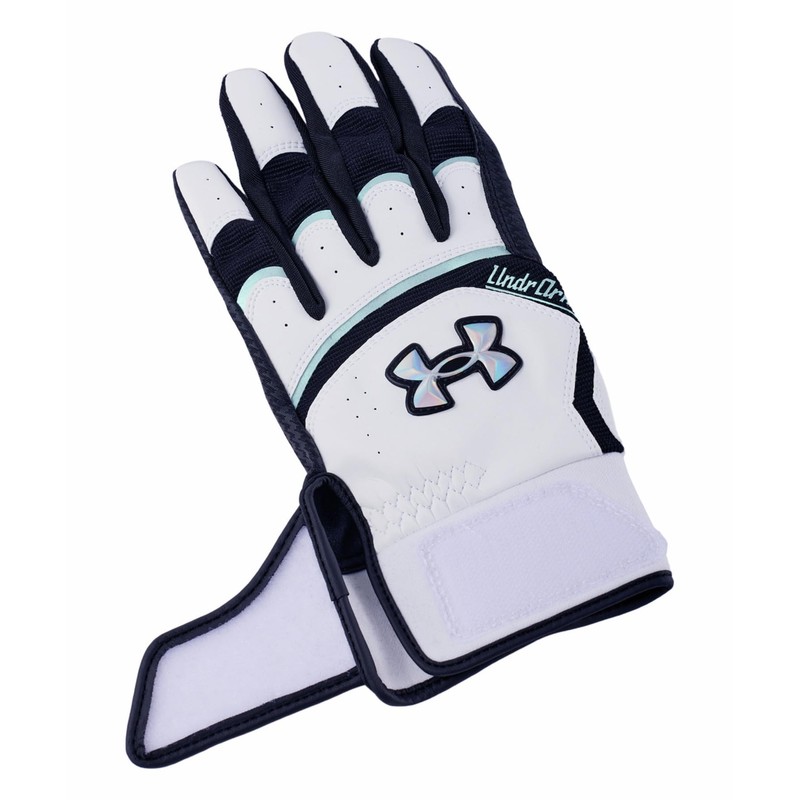 UA Yard Pro Batting Gloves 6001314 (100) White Black Iridescent