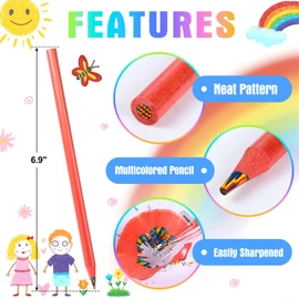 TINNIVI 12 Colors Rainbow Pencils for Kids, 12 Pieces Rainbow Colored Pencil Art Presents for Adult, Red Wooden Multi Colored Pencils Bulk Cool Supplies for Coloring Drawing Sketching, Pre-sharpened