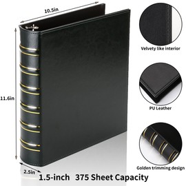 LETVPVOW Vintage Hardback 3 Ring Binder 1.5 Inch, Professional Leather Binder 3 Ring, Three Ring Binders Fits 8.5 x 11, D Ring Binders for Photo Album, Home, School and Office Supplies- Dark Green