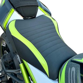 Motorcycle Leather Rider Saddle Solo Front Driver Seat Cushion Pillion Pad Compatible with Z900 2017 2018 2019 2020 2021 2022 2023 2024, Light Green