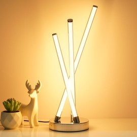 NUÜR LED Table Lamp Clear, Dimmable Metallic Bedside Lamp with Touch Controller, 3 Colour Temperature, Contemporary, Decorative Lamp for Home, Living Room & Office