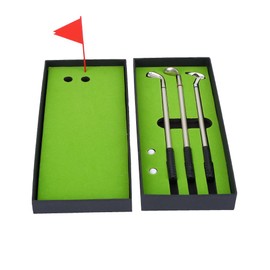 Golf Club Ballpoint Pen Set, Ballpoint Pen (Black, Red, Blue 3 Colors), 2 Balls, Red Flag, Prize, Birthday Gift, Box Included