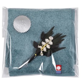Towel Handkerchief, Imabari Original Gift Set, Gift B, Mini Bouquet, Corsage, Hand Towel, Mini Towel, Small, 1.0 x 10.8 inches (25 x 25 cm), Terry Cloth Handkerchief (Smoky Blue)