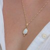 Opal gold necklace pendant, White Opal teardrop pendant, 14k gold