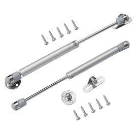 2 Pieces Gas Lift 100N Gas Lift Hinge with Screws, Soft Close Hinges for Kitchen Cabinet, Cupboard, Toy Box, Hinges, Heavy Lid Lifting Support, Silver