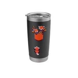 Pocket Red Panda Cute Animal Art Red Panda Bear Playing Stainless Steel Insulated Tumbler