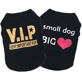 6 Pack Dog Clothes for Small Dogs Boy and Girl, Soft and Breathable Puppy Kitten Dog Shirts with Letters for Pet Dogs Cats, Black Dog T-Shirts Apparel Sleeveless Vests for Chihuahua Yorkies