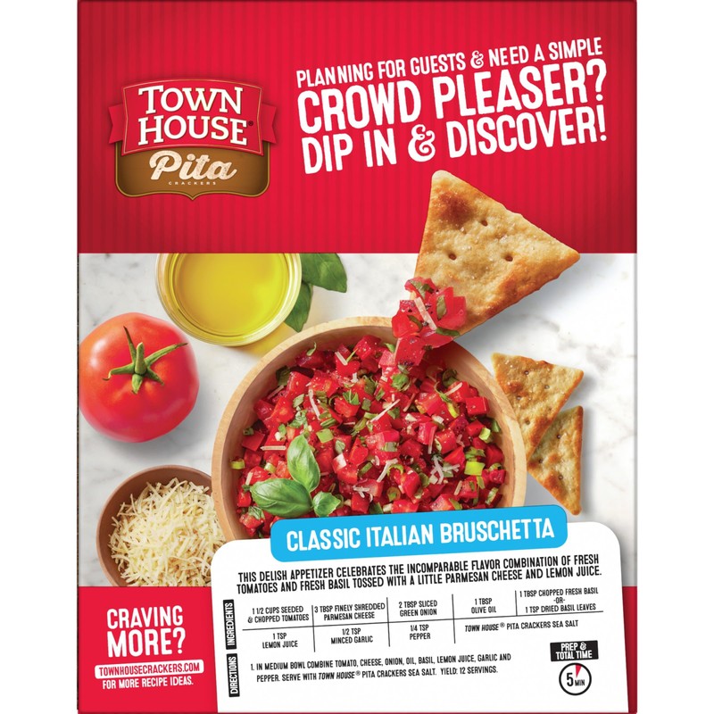 Town House Pita Oven Baked Crackers, Lunch Snacks, Snack Crackers,