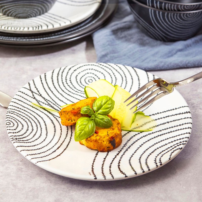 bzyoo 12 Piece Melamine Dinnerware Set - Durable, Dishwasher Safe