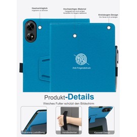 Magnetic Case for DOOGEE Tab G6+ 11 Inch Tablet, Daunke Shockproof with Pen Slot, Daunke Waterproof, Anti-Scratch, Multi-Angle Stand with Wrist Strap, Slim Durable, Azure Blue