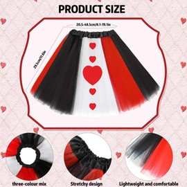 Mprocen Queen of Hearts Costume for Girls, Kids Queen of Hearts Costume with Tutu Skirt Crown Wand Heart Stickers for Girls World Book Day Carnivals Party Dress Up