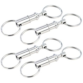 Semptec Urban Survival Technology Keychain: Set of 4 Metal Key Fobs with Quick Easyclip Mechanism (Key Ring Clip, Key Chain Systems, Individually Removable), silver