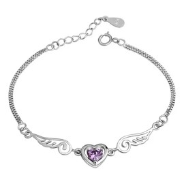 Xtwe Pulsera Mujer Brazalete De Plata 925 Corazón Alas Ángel