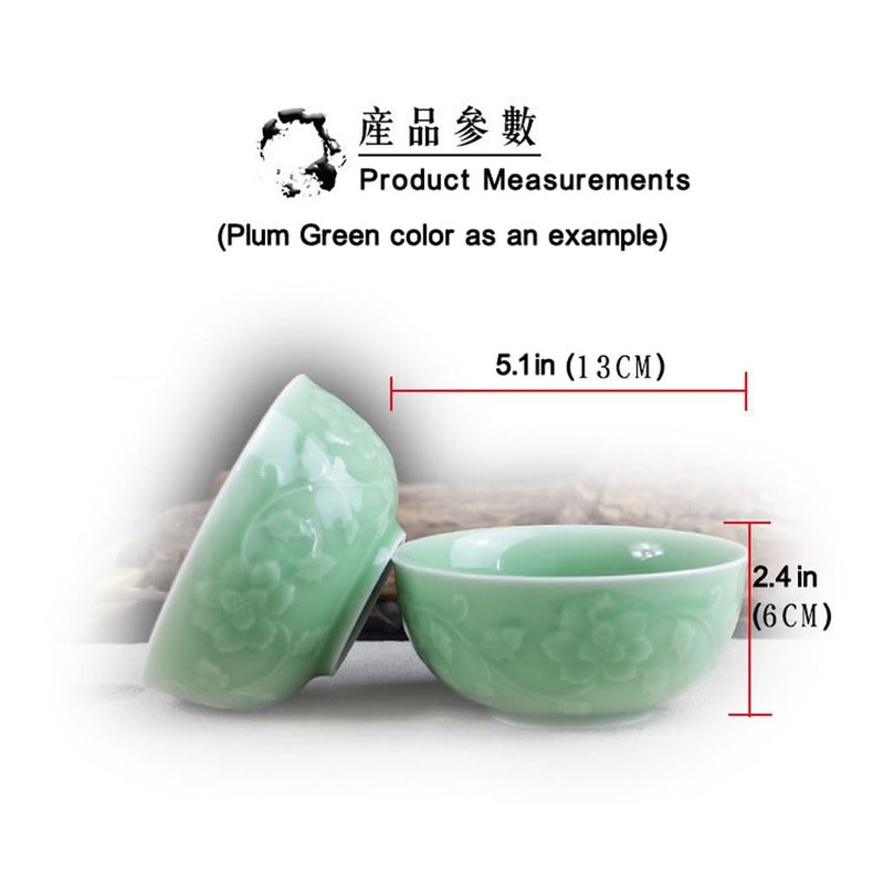 Seres Celadon Bowl,Jade Green Porcelain Bowl,Diameter 5.1in,2 Color Options,龙泉青瓷碗(弟窑) (Light