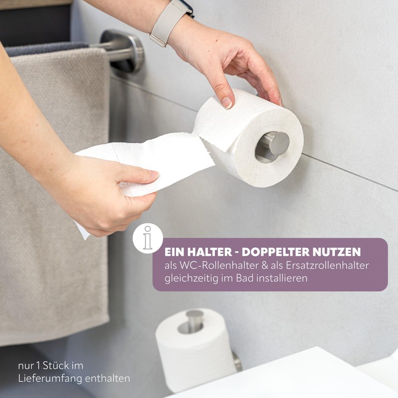 Piazza Bathroom Range 2 in 1 Toilet Roll Holder Stainless