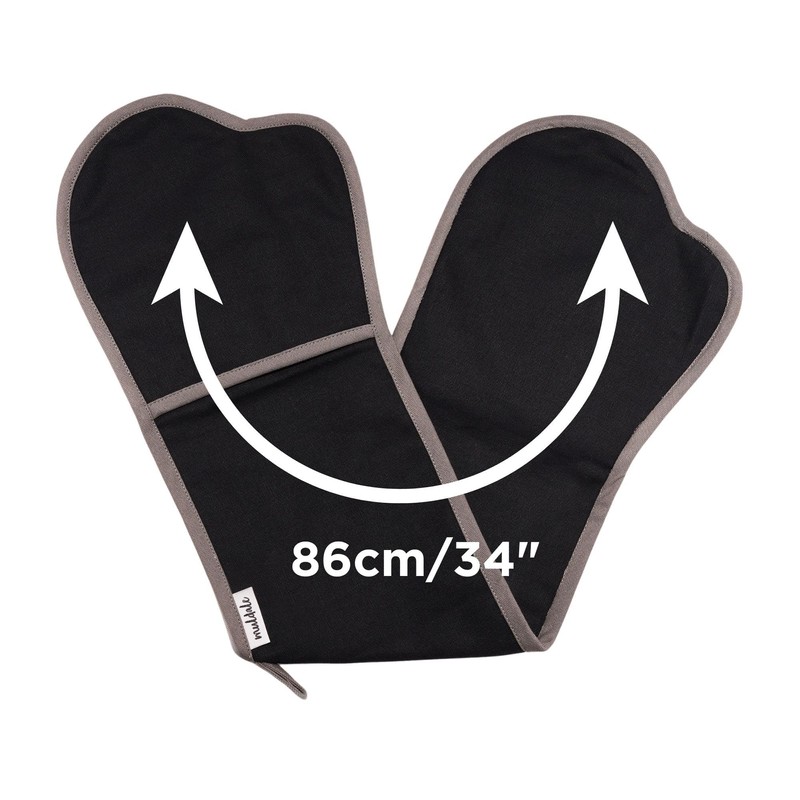 Muldale Professional Black Oven Gloves Double - Heavy Duty Aga