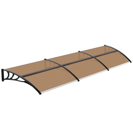 Togarhow Polycarbonate Door Awning Window Exterior Patio Awning Outdoor 40" x 120" Door Canopy with Aluminum Bracket UV Rain Snow Protection for Shops Cafes Entrance Porches Courtyards (Brown)