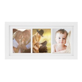 3 Aperture Photo Picture Frame with Mount With Wall Studs Can Wall Hanging Made of Solid Wood Baby Family Photo Frame for Home Office Wall Tabletop Decor Gifts