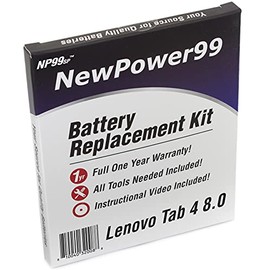 Battery Kit for Lenovo Tab 4 8.0 TB-8504, TB-8504F, TB-8504X with Tools, How-to Video and Long Lasting Battery from NewPower99