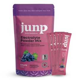 JUNP Sugar Free Electrolytes Powder Packets for Water Salt & Potassium Instant Hydration Packets, Zero Calorie No Carbs No Sugar Electrolyte Drink Mix Sticks, Keto Friendly, Vine Ripened Grape 5 Pack