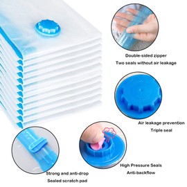 GrassVillage Vacuum Storage 6 Bags | Save 80% More Space | Vacuum Compression Reusable Storage Bags for Duvets, Beddings, Pillows, Curtains & Towels | Comes with Secure Double Zip + Valve (Large Size)