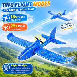 Electric Airplane Glider 2 Pack, Red & Blue – LED Light & Propeller-Assisted Flight for Outdoor Hand-Launch Fun