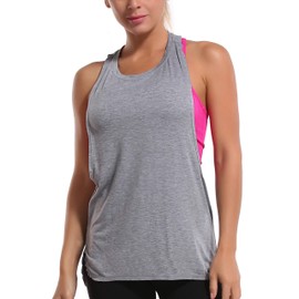 BUBBLELIME 4 Styles Women's Workout Shirts Soft Athletic Yoga Tops Running Outdoor Sports - High Crew Neck_HeatherGray Medium