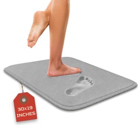 Alfombra de baño de lujo, 1 pieza de espuma viscoelástica, antideslizante y ultra suave, altamente absorbente, fácil de limpiar, gris (30 x 20 pulgadas)
