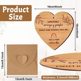 Thank You Gifts For Women, Rainbow, Wooden Heart Plaque with Envelope, Appreciation Gifts, Heart Shaped Wood, Teacher Gifts,Thank You Gift for Teachers, Friends, Family, Coworker, Guidance