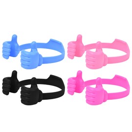 flintronic 4PCS Thumb Phone Holder Multi-angle Adjustable Phone Holder, Soft Flexible Phone Holder, Universal, Suitable for Phones, Tablets, etc. (Black+Rose Red+Pink+Blue)