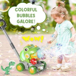 Dolanus Bubble Machine for Toddlers: Dinosaur Boxing Bubble Machine Push Car, Bubble Lawn Mower, Toddler Toy for Outdoor, Toys for Ages -4, Gifts for 3 4 5 Year Old Kids Girls Boys Birthday