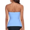 RELLECIGA Women's Sea Blue Ruched Bandeau Tankini Top Swimsuits Size