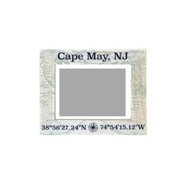 R and R Imports Cape May New Jersey Souvenir Wooden Photo Frame Compass Coordinates Design Matted to 4 x 6