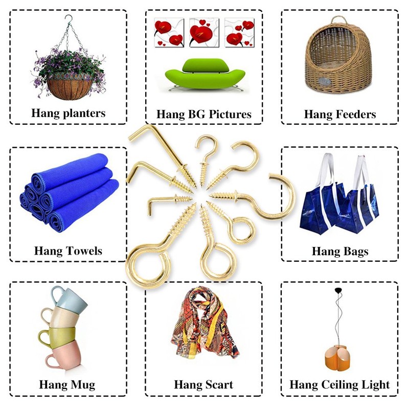 Swpeet 213Pcs 3 Kinds Metal Hooks Kit, Including Screw Eyes,