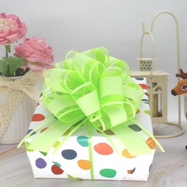 5 Pieces 6 inches Large Pull Bows, Bow for Gift Wrapping, Basket Decoration, Party, Birthday Gift, Wedding Ribbon Bow, Valentine's Day Gift Decoration (Bright Green)